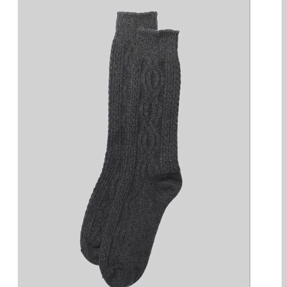 American Trench Accessories - American Trench Wool and Silk Cable Knit Sock, Charcoal, size 6-10, NWT